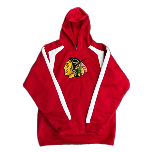 My NHL Youth Chicago Blackhawks Hockey Red White Embroidered Logo Hoodie Size XL - Picture 2 of 14